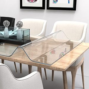 lot 25096 image: ETECHMART 28 x 60 Inch Clear Table Cover Protector, 1.5mm Thick Custom PVC Table Cover Tablecloth, Plastic Desk Pad Mat, Waterproof Vinyl Table Top Protector for Kitchen, Coffee Table, Writing Desk