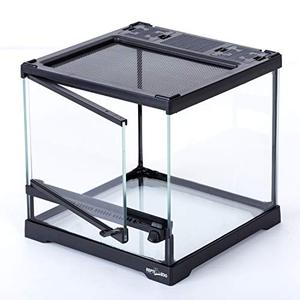 lot 25118 image: Reptizoo Mini Reptile Glass Terrarium Tank 8x8x8, Front Opening Door, Glass Habitat, Used.