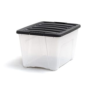 lot 25166 image: IRIS USA 53 Qt. Plastic Storage Container Bin with Secure Lid and Latching Buckles, ClearBlack