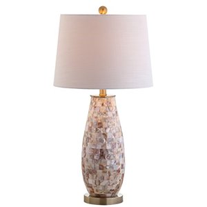 lot 25177 image: JONATHAN Y JYL4005A Jocelyn 28 Seashell LED Table Lamp Coastal Contemporary Bedside Desk Nightstand Lamp, NaturalBrass Gold