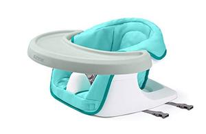 lot 25178 image: Summer Infant 3 in 1 Floor N More Support Seat, Machine Washable Fabric Seat and Removable Dining Tray, Aqua, USED