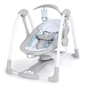 lot 25926 image: Ingenuity ConvertMe 2-in-1 Compact Portable Baby Swing & Infant Seat, Battery-Powered Vibrations, Raylan