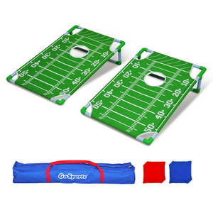 lot 25943 image: GoSports Portable PVC Framed Football Cornhole Game Set - Bean Bag Toss Set