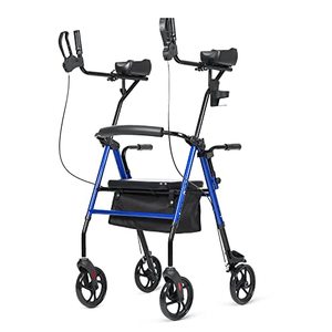 lot 25961 image: ELENKER Upright Walker, Stand Up Rollator Walker with Padded Seat and Backrest, Blue