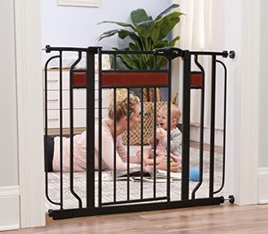 lot 25965 image: Regalo Home Accents Extra Wide Walk Thru Baby Gate, Includes D�cor Hardwood, 4-Inch Extension Kit.