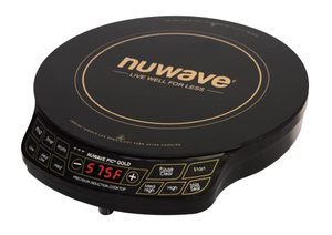 lot 25967 image: NUWAVE Gold Precision Induction Cooktop, Portable, Powerful with Large 8�� Heating Coil, 100°F to 575°F, 3 Wattage Settings 600, 900, and 1500 Watts, 12�� Heat-Resistant Cooking Surface