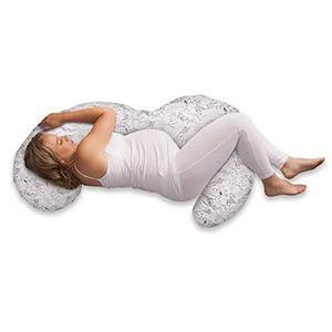 lot 25970 image: Boppy Total Body Pregnancy Pillow with Removable, Breathable Pillow Cover  Gray and White Ring Toss  Plush Full-body Support  Prenatal and Postnatal Positioning
