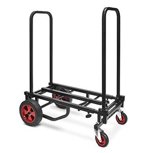 lot 25973 image: Compact Folding Adjustable Equipment Cart - Heavy Duty 8-in-1 Convertible Cart Hand TruckDollyPlatform Cart with R-Trac Wheels - Expandable Up to 25.24 to 40.24 - Pyle PKEQ38