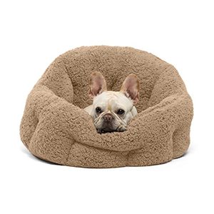lot 25994 image: Best Friends by Sheri OrthoComfort Deep Dish Cuddler Sherpa Cat and Dog Bed, Beige, Jumbo