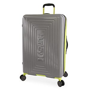 lot 26001 image: Hurley Suki Hardside Spinner Check in Luggage 29, Light GreyNeon, Used.