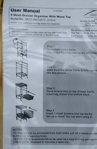 lot 26016 image: 4 Mesh Drawer Organizer With Wood Top Model MDO-4MD-MIFF-151830