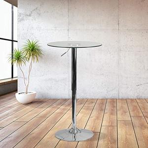 lot 26019 image: Flash Furniture 23.5 Round Adjustable Height Glass Table (Adjustable Range 33.5 - 41), Model CH-5-DI