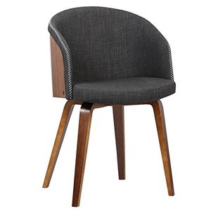 lot 26031 image: Armen Living Alpine Dining Chair in Charcoal Fabric and Walnut Wood Finish