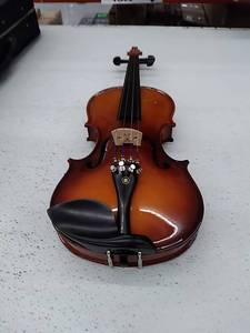 lot 26039 image: Cecilio CVN-300 Solidwood Ebony Fitted Violin with DAddario Prelude Strings, Size 12, CASE IS RIPPED, MISSING BOW STRING, ACCESSORIES NOT INCLUDED