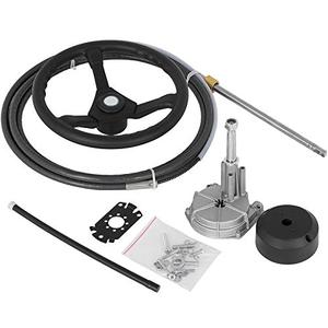 lot 26045 image: Bestauto Outboard Steering System 15 Outboard Steering System 15 Feet Boat Steering Cable with 13 Wheel Durable Marine Steering System, POSSIBLY MISSING HARDWARE