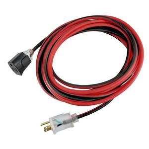 lot 14362 image: Husky 50 ft. 143 Single Lighted Locking Extension Cord, Red and Black, Red & Black