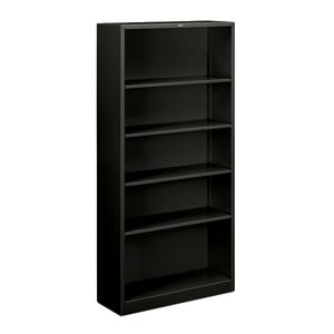 lot 14377 image: Metal Bookcase Five-Shelf 34-12w X 12-58w X 71h Black