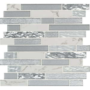 lot 14400 image: Whistler Ice Interlocking 11.81 in. x 12 in. x 8mm Glass Mesh-Mounted Mosaic Tile per tile