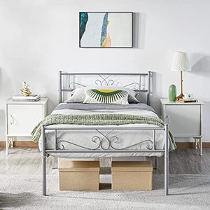 lot 14374 image: Yaheetech Full Metal Platform Bed Frame Mattress Foundation with Headboard and Footboard No Box Spring Needed