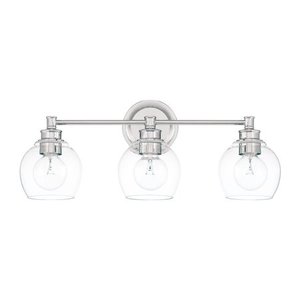 lot 4711 image: Capital Lighting Mid Century 3 Light 24in Wide Bathroom Vanity Light - Nickel