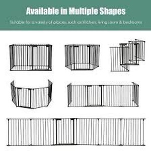 lot 6732 image: Costway 6 Panel Baby Safe Metal Gate Play Yard Barrier Pet Fence Adjustable