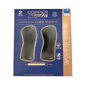 lot 7708 image: 4-Pack Copper Fit Elite Knee Compression Sleeve, Size LXL