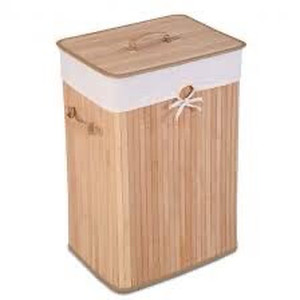 lot 7730 image: Rectangle Bamboo Hamper Laundry Basket