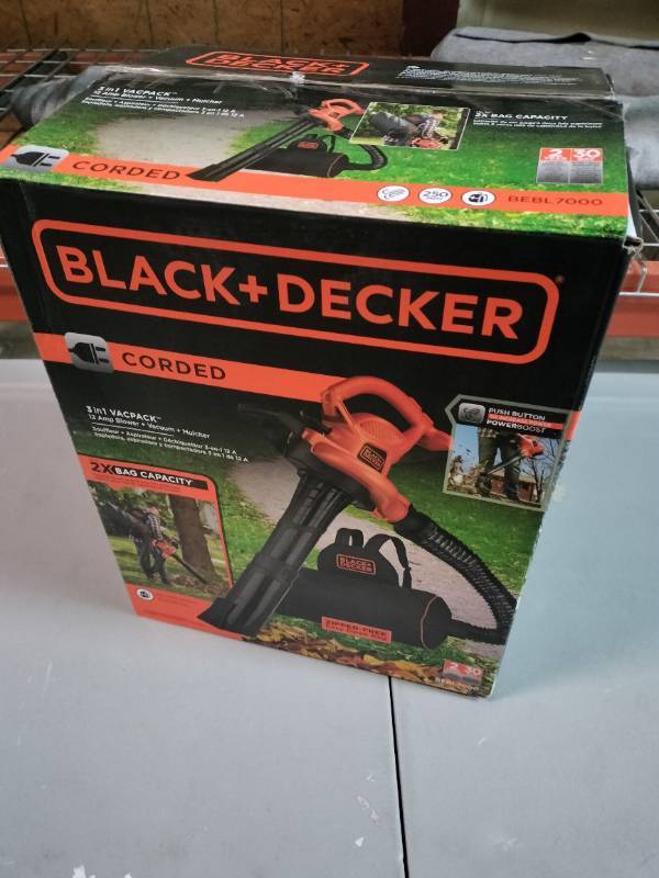 BLACK+DECKER BEBL7000 3-N-1 VACPACK 12 Amp Leaf Blower, Vacuum