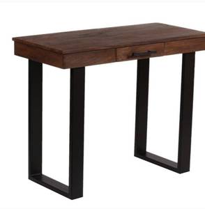 lot 3 image: Silverwood Theo 40 in x 20 in x 31 in Metal Portable Writing Desk, Dark WalnutBlack