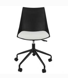 lot 4 image: Decor Therapy White Foam Cushion, Black Powder Coat Contemporary Adjustable Height Swivel Mesh Task Chair,, size 13.23 in. H x 32.38 in. W x 21.65 in. L