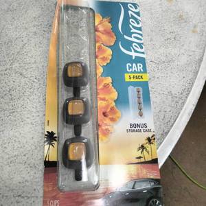 lot 13 image: Febreze Car Vent Clips Air Freshener Hawaiian Aloha Scent 5-Pack Bonus Case , missing 2 pieces