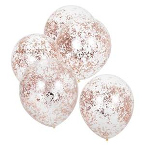 lot 32 image: 5ct Foiled Confetti Filled Balloons RoseGold, pack of 4