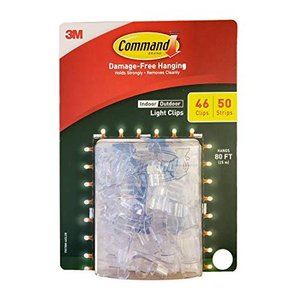 lot 37 image: Command Indoor Outdoor Light Clips With 46 Clips 50 Strips Hangs 80 Ft