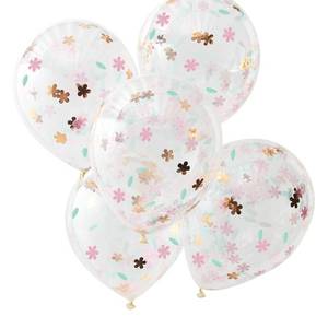 lot 46 image: 5ct Floral Confetti Balloons, pack of 4