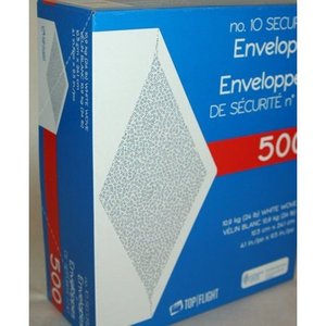lot 50 image: Top #10 Envelopes 4-18 X 9-12 Security White Tinted Paper 24 Lb 500 Count - Gftf10Nwt