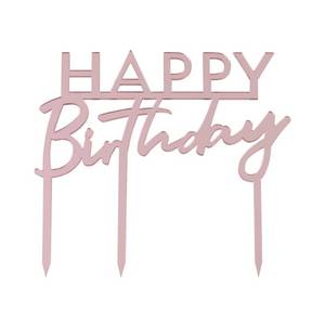 lot 51 image: Happy Birthday Cake Candles Topper Pink, pack of 4