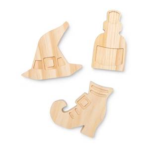 lot 61 image: 3pk Halloween Witch Routed Wood Bases - Mondo Llama, pack of 2