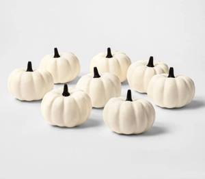 lot 78 image: Halloween 8ct Painted Pumpkins White Halloween Decorative Sculpture Set - Hyde & EEK Boutique, orange color