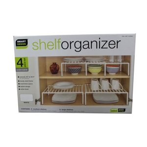 lot 96 image: Smart Design Shelf Organizer 4 Piece Set White