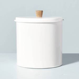 lot 127 image: 85oz Metal Canister with Wood Knob Sour Cream - Hearth & Hand with Magnolia