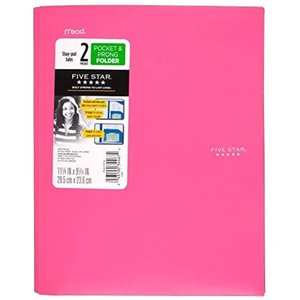 lot 143 image: Five Star 2 Pocket Folders with Prong Fasteners Stay-Put Folder Folders with Pockets Assorted Colors pack of 3