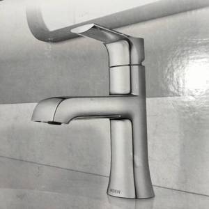 lot 147 image: Moen Liso 84540 Single Handle Bathroom Faucet Chrome Finish NEW & SEALED