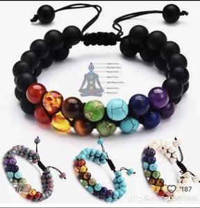 lot 162 image: racelet Lava Stone Bracelet Double-Row Braid Chakra Natural Gems Adjustable Bracelet Essential Oil Diffuser Natural Stone Woven Adjustable Bracelet