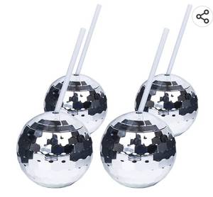 lot 181 image: Disco Ball Cup - 4 Piece Disco Ball Cups for Party - Fun and Practical Disco Ball Cups for New Years Eve, Bachelorette, Birthday Party - Disco Ball Tumbler with Straw - Reusable Design