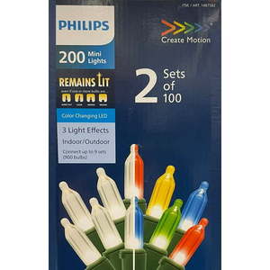 lot 188 image: Philips Mini LED Color Light Strings 200 Count