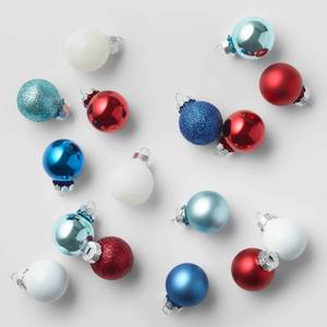 lot 198 image: 16ct Mini Glass Ball Christmas Tree Ornament Set Winter Whimsy - Wondershop