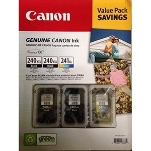 lot 208 image: Genuine Canon PG-240XXLCL-241XL Color Ink Cartridge 3-Pack