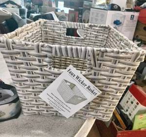 lot 231 image: faux wicker basket size 15� 12� �9 inches