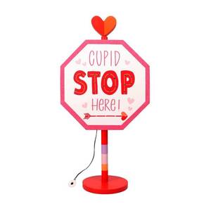 lot 234 image: Lit LED Cupid Stop Here Valentines Day Tabletop Sign - Spritz