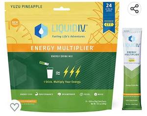 lot 237 image: Liquid I.V. Energy Multiplier Yuzu Pineapple, 24 Individual Serving Stick Packs in Resealable Bag